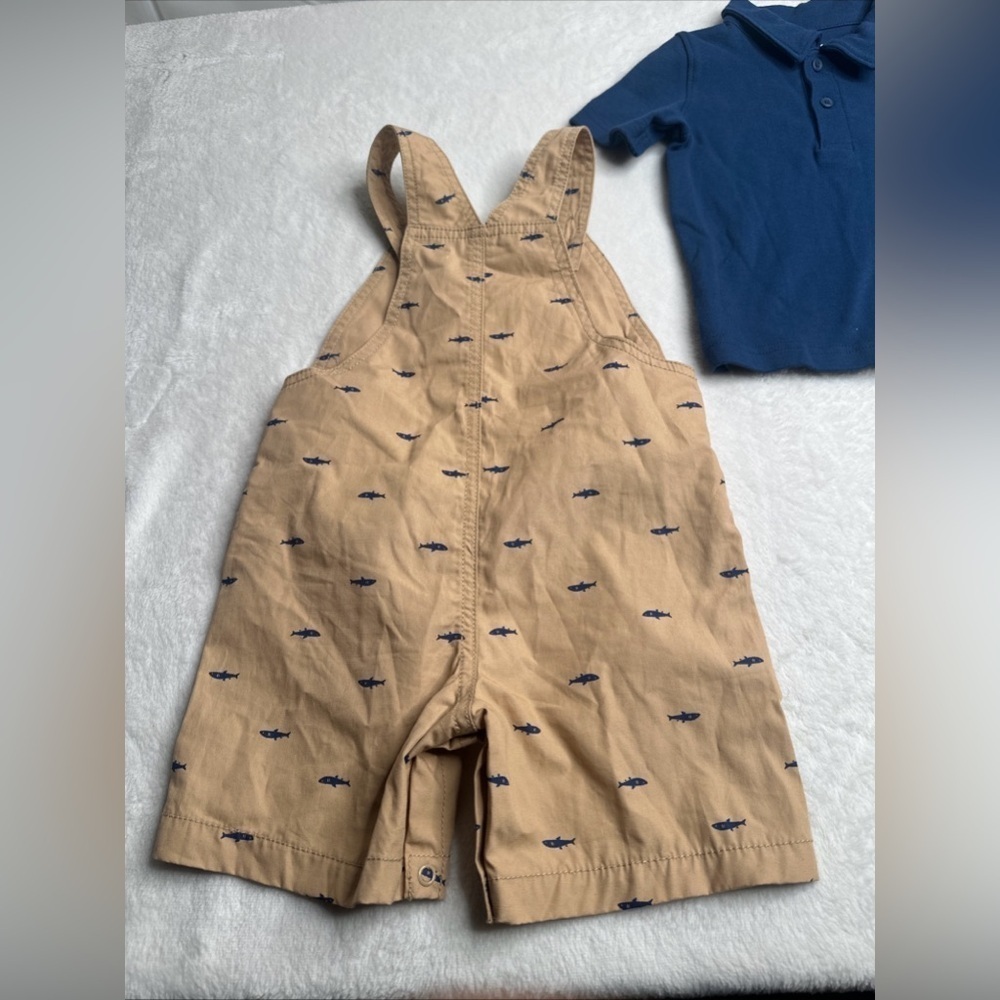 Carter's Baby's Just One You Polo & Overall Blue Sharks Size 18M new no tag - Picture 4 of 10